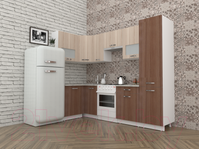 Готовая кухня ВерсоМебель Эко-5 1.2x2.6 левая (ясень шимо светлый/ясень шимо темный)