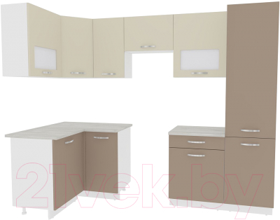 Кухонный гарнитур ВерсоМебель Эко-5 1.2x2.6 левая (латте/бежевый)