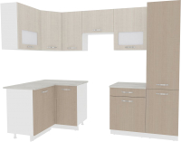 Готовая кухня ВерсоМебель Эко-5 1.2x2.6 левая (крослайн латте/крослайн карамель) - 