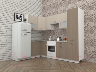 Готовая кухня ВерсоМебель Эко-5 1.2x2.6 левая (крослайн латте/крослайн карамель)