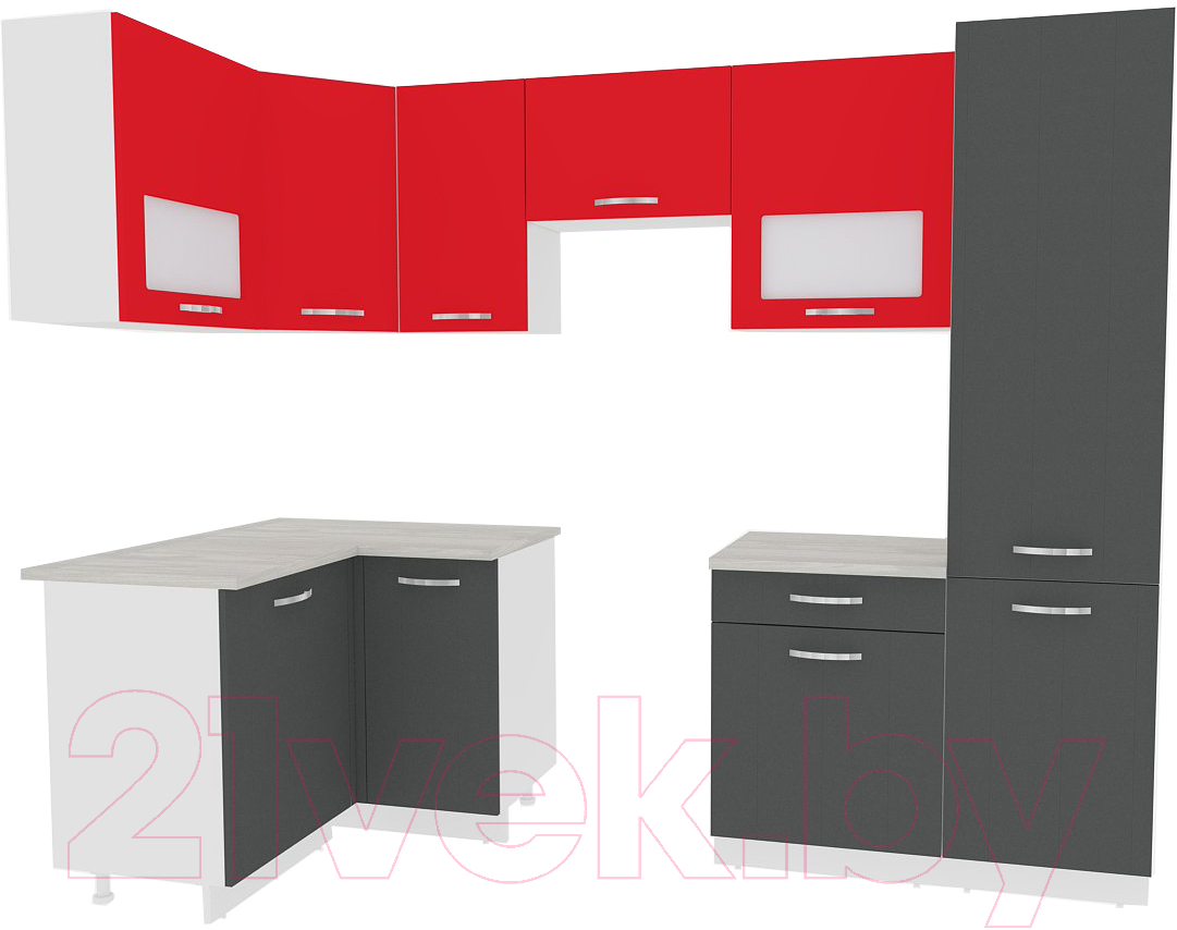 Готовая кухня ВерсоМебель Эко-5 1.2x2.6 левая (антрацит/красный чили)