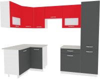 Готовая кухня ВерсоМебель Эко-5 1.2x2.6 левая (антрацит/красный чили) - 