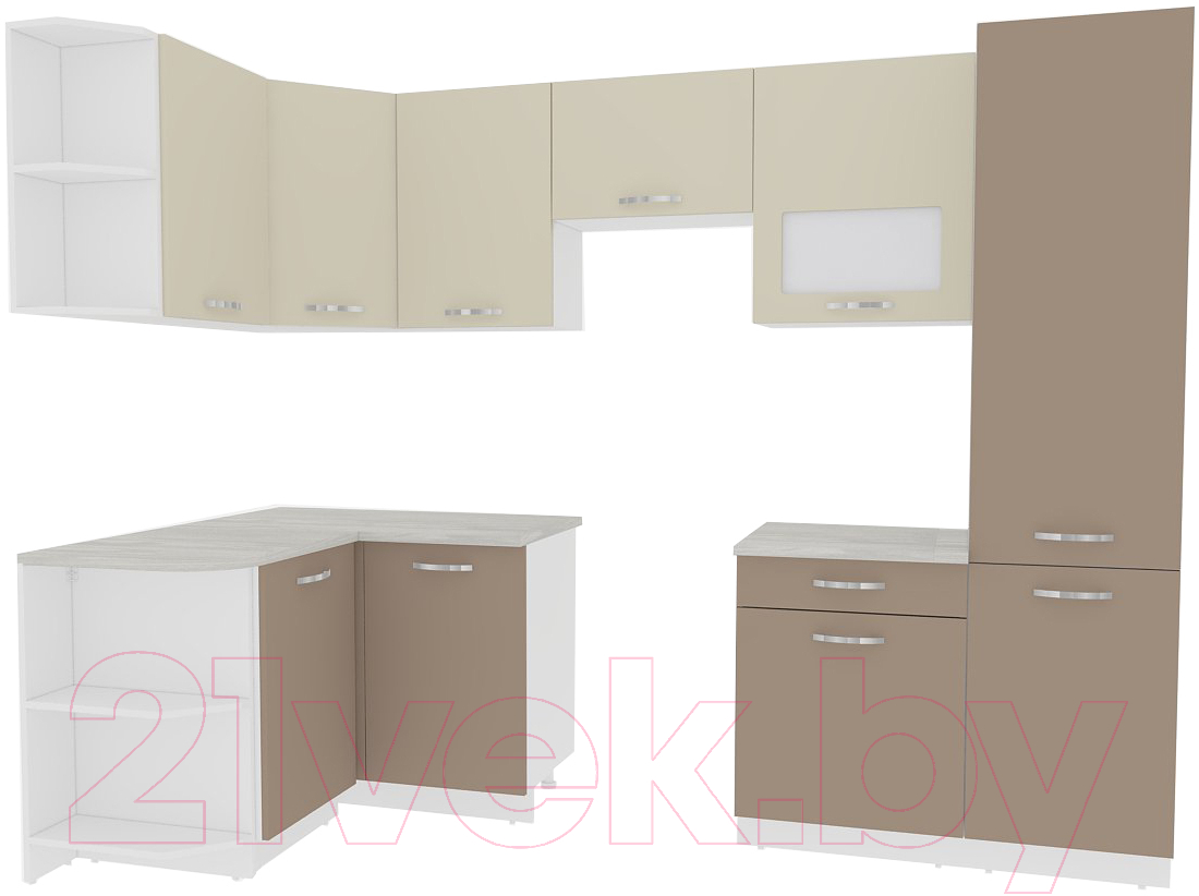 Готовая кухня ВерсоМебель Эко-5 1.3x2.7 левая (латте/бежевый)