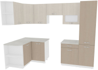 Кухонный гарнитур ВерсоМебель Эко-5 1.3x2.7 левая (крослайн латте/крослайн карамель) - 