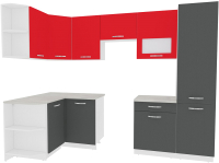 Кухонный гарнитур ВерсоМебель Эко-5 1.3x2.7 левая (антрацит/красный чили) - 