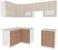 Кухонный гарнитур ВерсоМебель Эко-5 1.4x2.2 левая (ясень шимо светлый/ясень шимо темный) - 