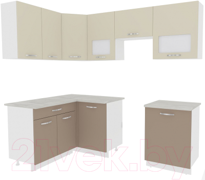 Кухонный гарнитур ВерсоМебель Эко-5 1.4x2.2 левая (латте/бежевый)