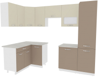 Кухонный гарнитур ВерсоМебель Эко-5 1.4x2.6 левая (латте/бежевый) - 