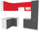 Кухонный гарнитур ВерсоМебель Эко-5 1.4x2.6 левая (антрацит/красный чили) - 