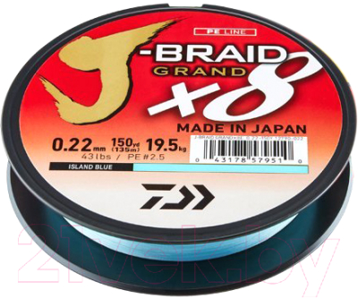 

Леска плетеная Daiwa, Голубой, J-Braid Grand X8 0.18мм 135м / 12796-018RU