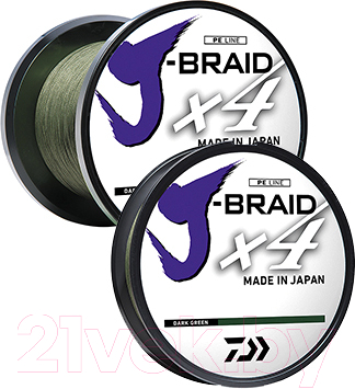 

Леска плетеная Daiwa, Зеленый, J-Braid X4 0.29мм 270м / 12741-129RU