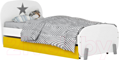 Односпальная кровать Polini Kids Mirum 1915 c ящиком (белый/желтый)