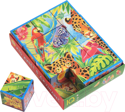 Развивающая игра Айрис-пресс Умные кубики в поддончике. Кто живет в джунглях?