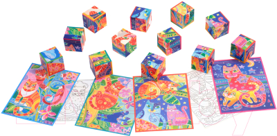 Развивающая игра Айрис-пресс Умные кубики в поддончике. Сказочные котики