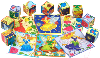 Развивающая игра Айрис-пресс Умные кубики в поддончике. Волшебные феи (9 штук)