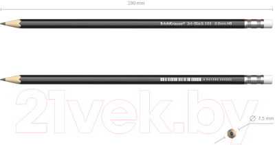 Изображение товара Простой карандаш Erich Krause Jet Black 101 HB / 45605
