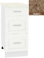 Шкаф-стол кухонный Кортекс-мебель Корнелия Ретро НШ40р3ш (ясень белый/мадрид) - 