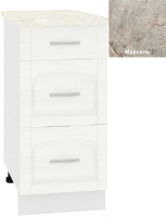 Шкаф-стол кухонный Кортекс-мебель Корнелия Ретро НШ40р3ш (ясень белый/марсель) - 