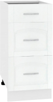 Шкаф-стол кухонный Кортекс-мебель Корнелия Ретро НШ40р3ш без столешницы (ясень белый) - 
