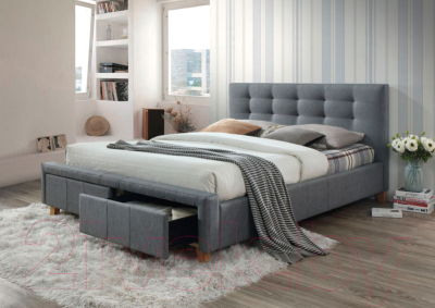 Двуспальная кровать Signal Ascot 160x200 (серый)