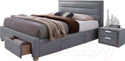 Двуспальная кровать Signal Ines 160x200 (серый)