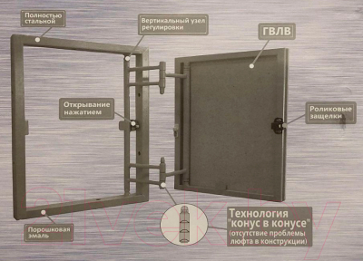 Люк под плитку Шаркон с нажимным замком фронтально-распашной 20x60