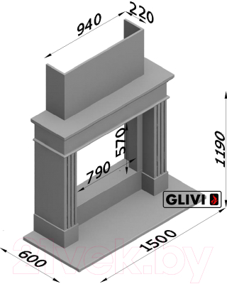 Портал для камина Glivi Арден 150x60x119 Biancone (белый)