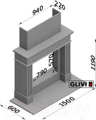 Портал для камина Glivi Арден 150x60x119 Breccia Sardo (темно-бежевый)