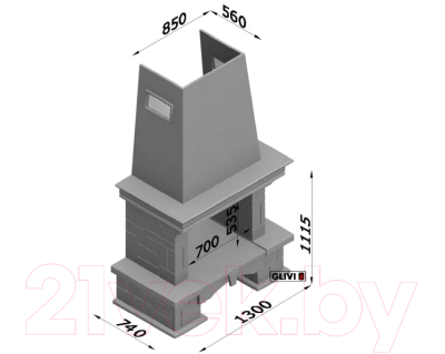 Портал для камина Glivi Висла 130x74x111.5 Emperador Dark (темно-коричневый)