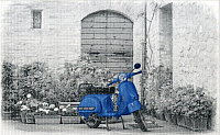 Декоративная плитка PiezaRosa Скутер 341211 (250x400, синий) - 