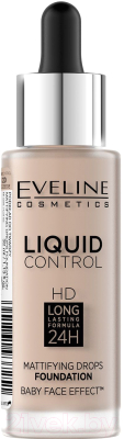 Тональный крем Eveline Cosmetics Liquid Control №020 Rose Beige инновационный жидкий (32мл)