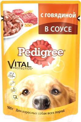 Влажный корм для собак Pedigree Для взрослых собак всех пород с говядиной в соусе (100г)