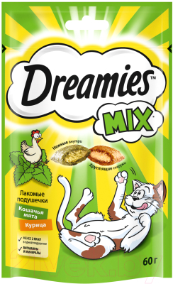 Лакомство для кошек Dreamies MIX с курицей и кошачьей мятой (60г)