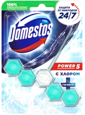 Чистящее средство для унитаза Domestos Power 5 с хлором Кристальная чистота (55г)