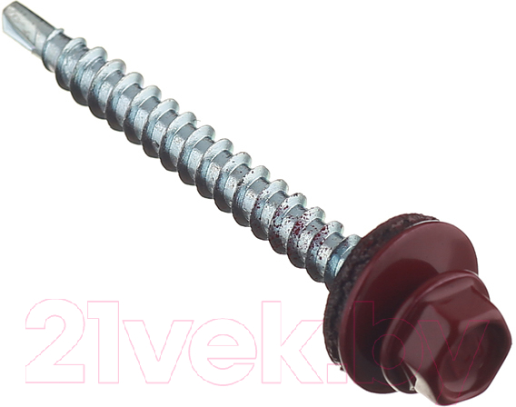 Саморез Starfix Кровельный по дереву 4.8x29 шайба с прокл. PT1 / SMC2-32185-200 (200шт, оцинкованный, RAL 3005 винно-красный) — фото 1