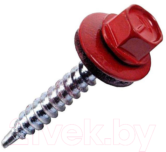 Саморез Starfix Кровельный по дереву 4.8x29 шайба с прокл. PT1 / SMC2-21811-200 (200шт, оцинкованный, RAL 3009 оксидно-красный) — фото 1