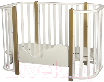 Детская кровать-трансформер INDIGO Brioni 4 в 1 / KR-0013/0 (белый/натуральный)