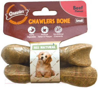 Лакомство для собак Gnawlers Bone Beef с говядиной для очистки зубов / G890 (2шт, 36г)