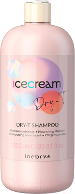 Шампунь для волос Inebrya Dry-T питательный для увлажнения сухих и пористых волос (1л)