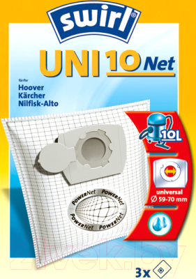 

Комплект пылесборников для пылесоса Swirl, UNI 10net/3 SMS