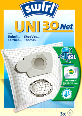 

Комплект пылесборников для пылесоса Swirl, UNI 30net/3 SMS