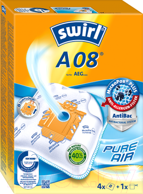 

Комплект пылесборников для пылесоса Swirl, A08/4MP Plus