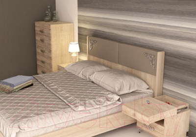 Полуторная кровать Аквилон Сан-Ремо №14М (сонома светлый/ирис)