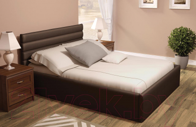 Двуспальная кровать Ижмебель Альба с ПМ 160x200 (кожзам/Best 87)