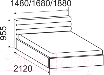 Двуспальная кровать Ижмебель Альба с ПМ 180x200 (легенда вайт)