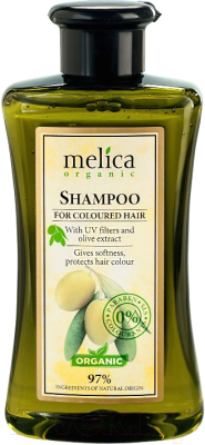 

Шампунь для волос Melica Organic, Для окрашенных волос с УФ-фильтрами и экстрактом оливы