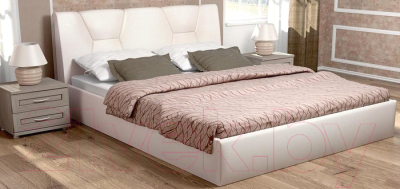Двуспальная кровать Ижмебель Соната с ПМ 160x200 (легенда вайт)