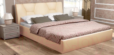 Двуспальная кровать Ижмебель Соната с ПМ 160x200 (реал лайт беж)