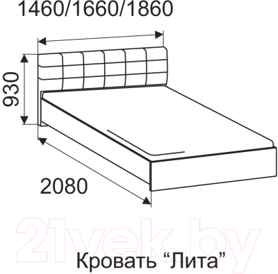 Двуспальная кровать Ижмебель Лита с латами 160x200 (легенда вайт)