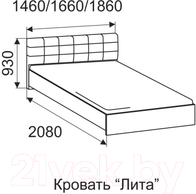 Двуспальная кровать Ижмебель Лита с латами 180x200 (кожзам/Best 87)